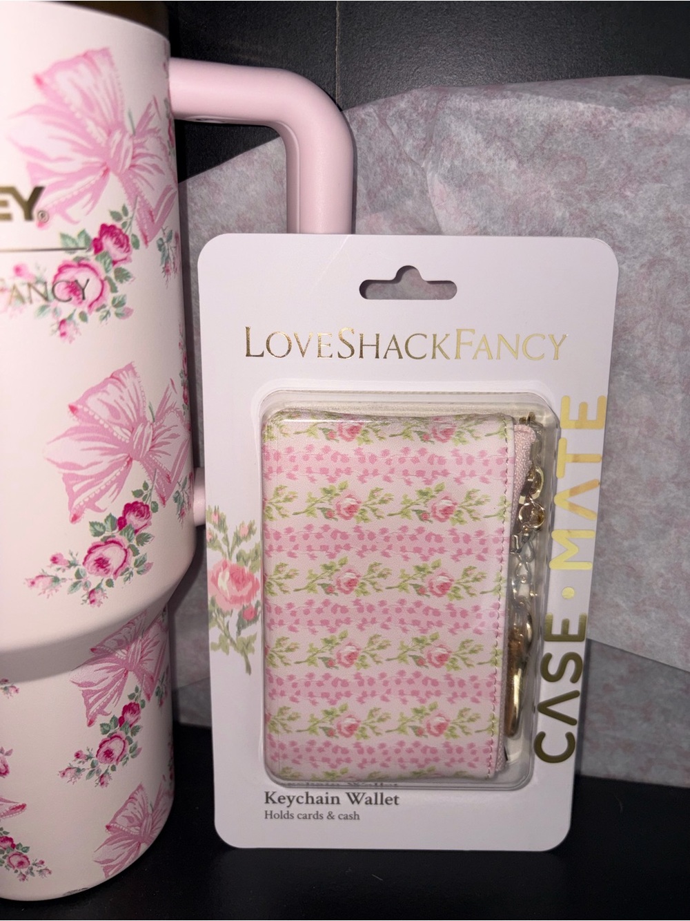 Case-Mate X LoveShackFancy Blooming Heirloom keychain wallet